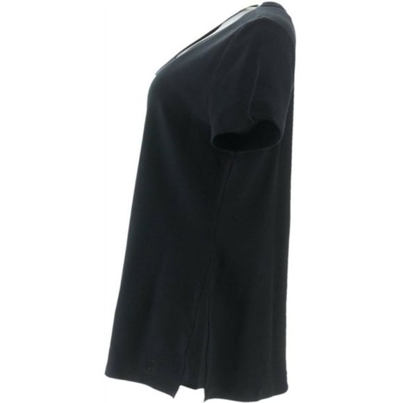 NWT ISAAC MIZRAHI ESSENTIALS SCOOP-NECK TOP WITH SIDE INSETS BLACK XS - Picture 2 of 9